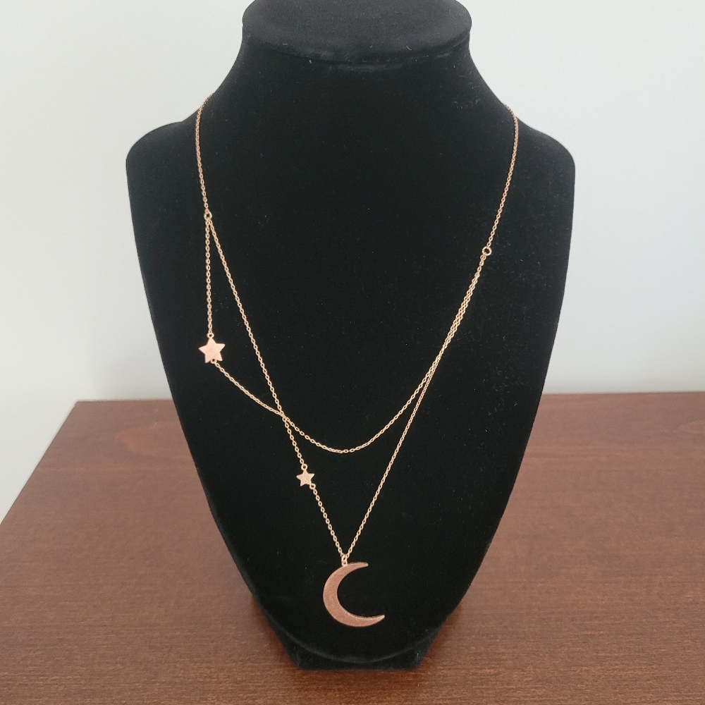 Versona Moon and Stars Rose Gold Necklace